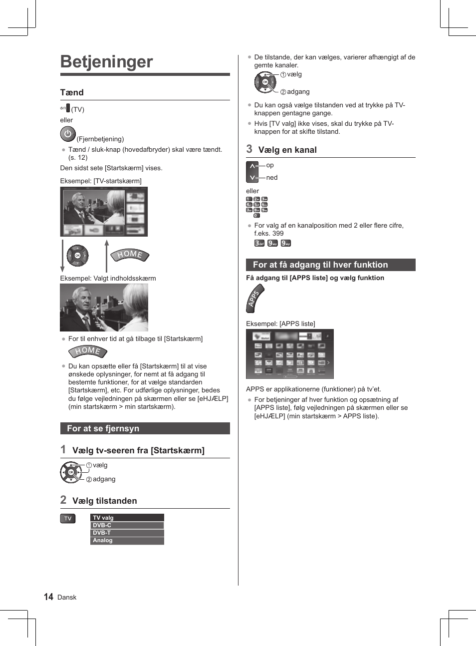 Betjeninger | Panasonic TX32AS500Y User Manual | Page 34 / 140