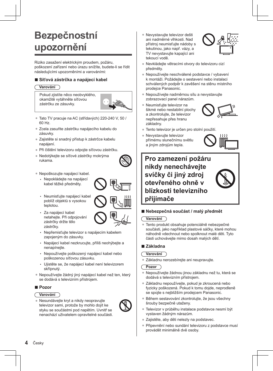 Bezpečnostní upozornění | Panasonic TX32AS500Y User Manual | Page 4 / 140