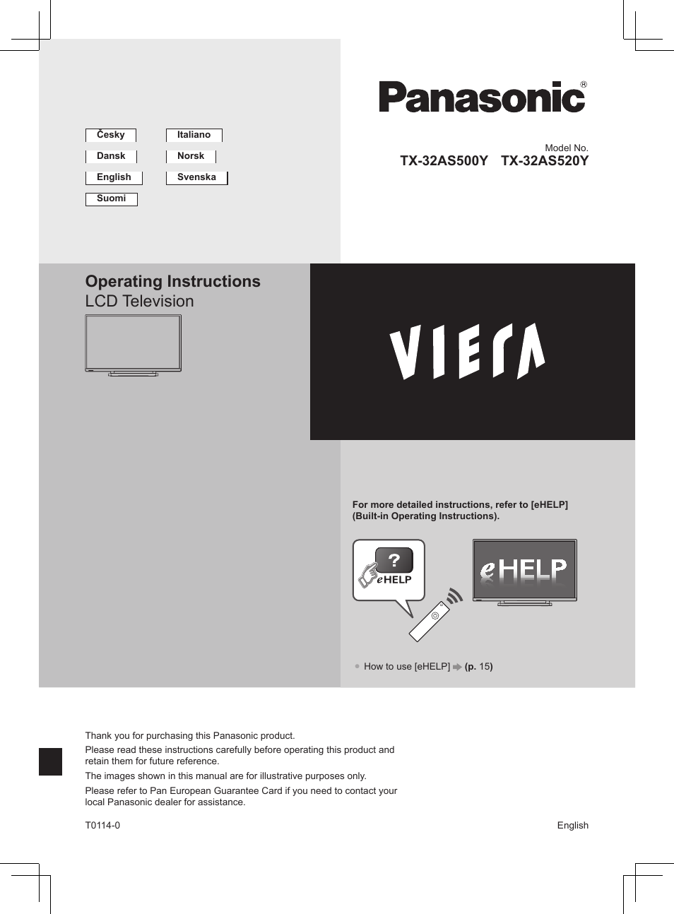 Operating instructions lcd television | Panasonic TX32AS500Y User Manual | Page 41 / 140