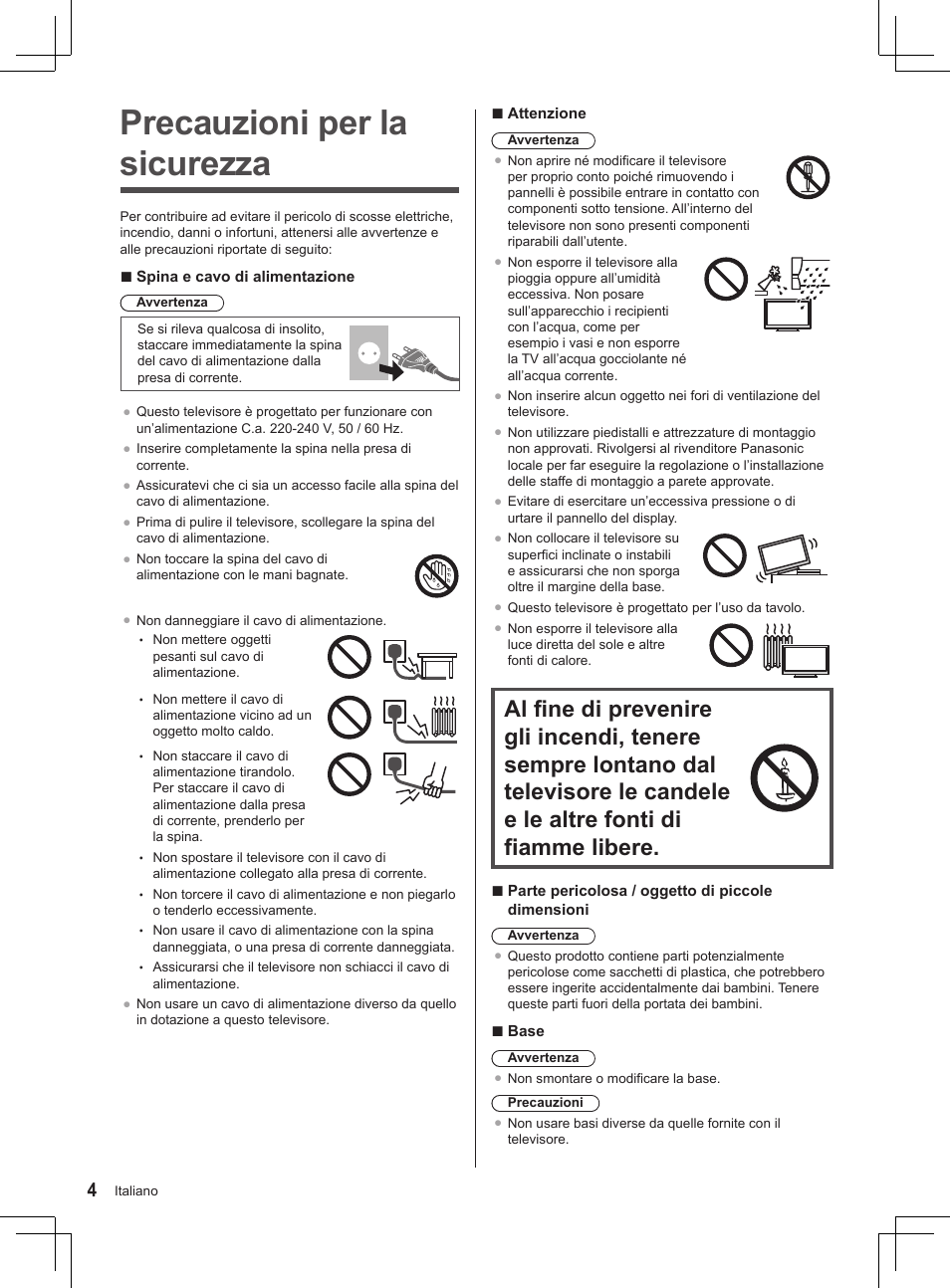 Precauzioni per la sicurezza | Panasonic TX32AS500Y User Manual | Page 84 / 140