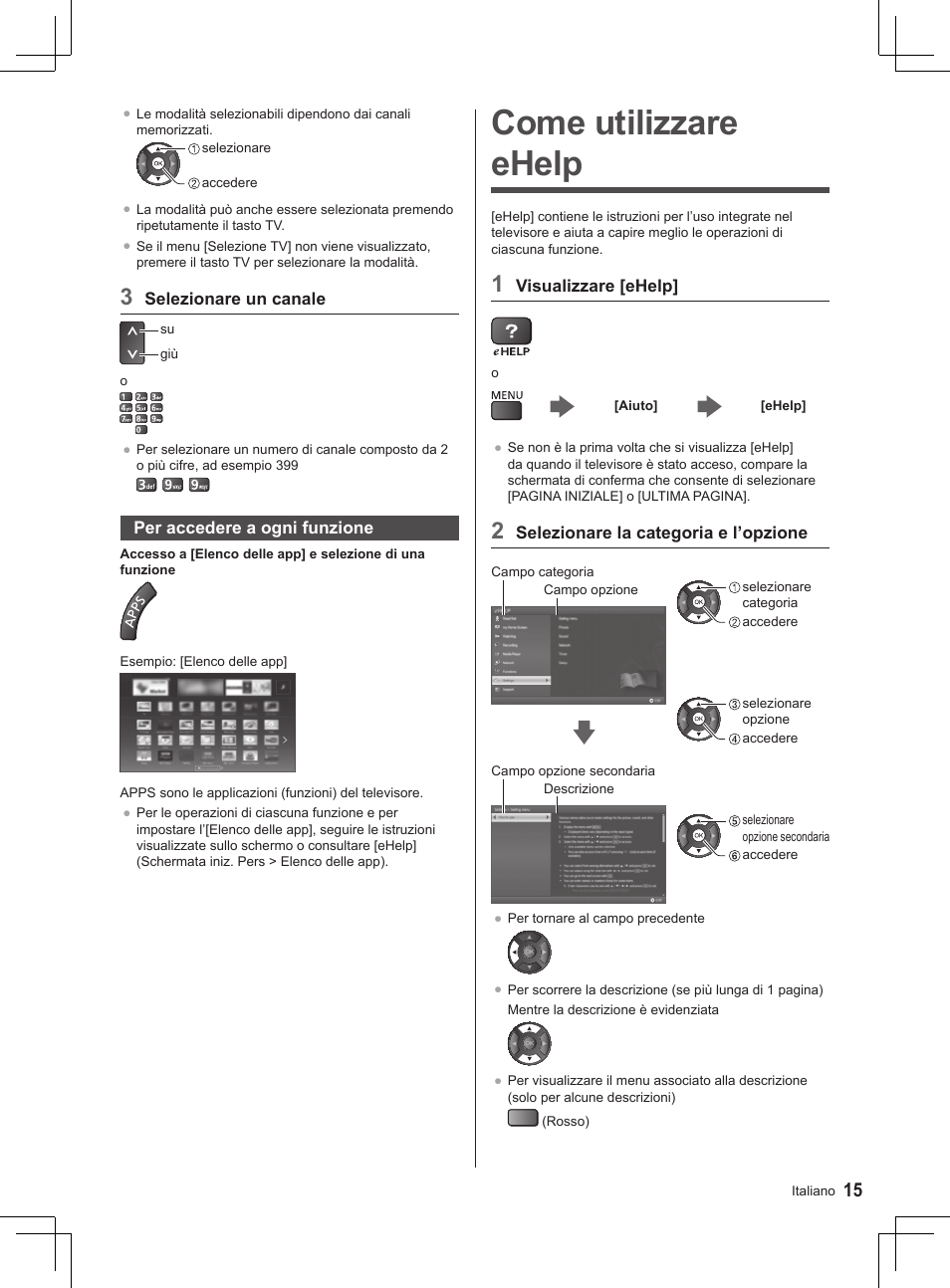 Come utilizzare ehelp | Panasonic TX32AS500Y User Manual | Page 95 / 140