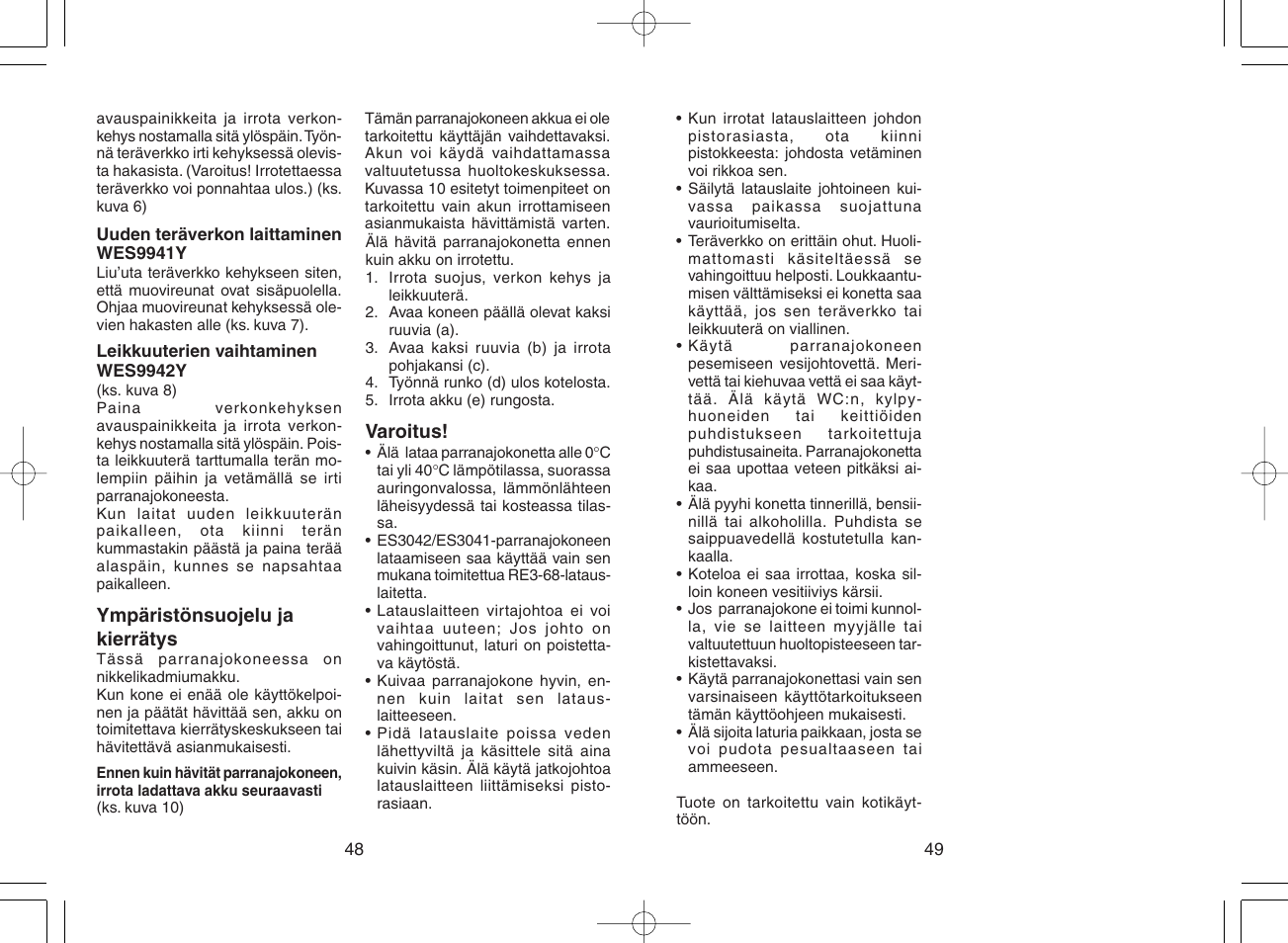 Panasonic ES3042 User Manual | Page 25 / 38