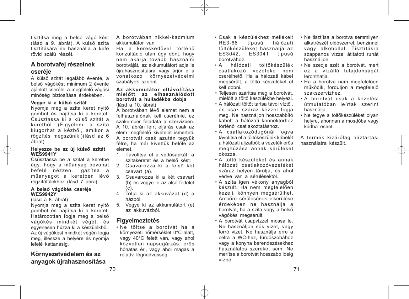 Panasonic ES3042 User Manual | Page 36 / 38