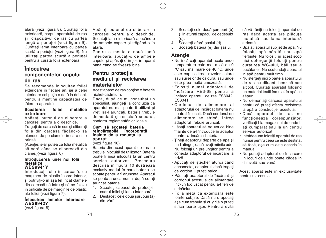 Panasonic ES3042 User Manual | Page 38 / 38