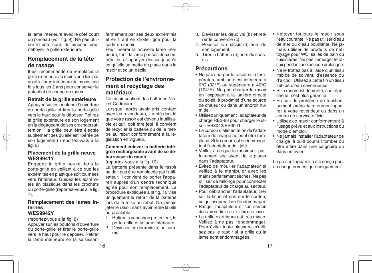 Panasonic ES3042 User Manual | Page 9 / 38