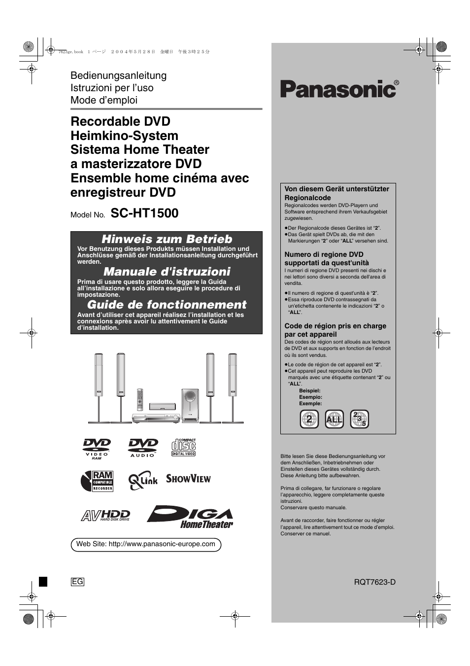 Panasonic SCHT1500 User Manual | 164 pages