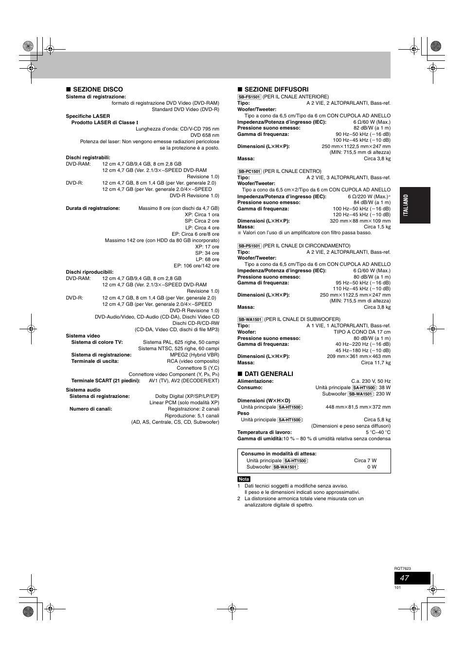 Panasonic SCHT1500 User Manual | Page 101 / 164