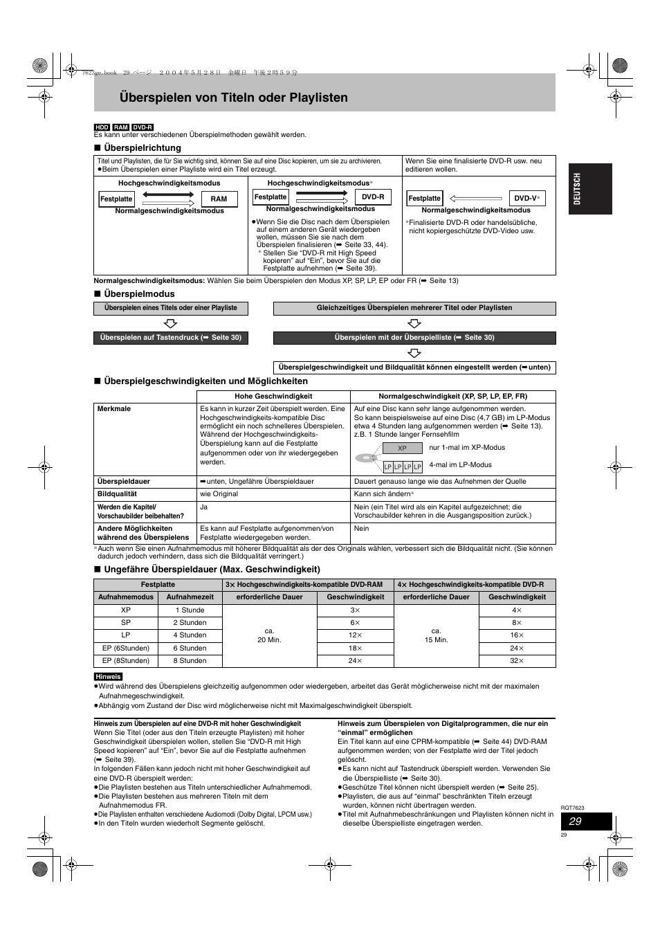 Überspielen von titeln oder playlisten | Panasonic SCHT1500 User Manual | Page 29 / 164