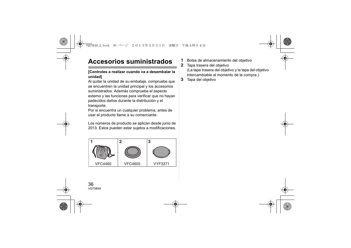 Accesorios suministrados | Panasonic HH020AE User Manual | Page 36 / 72