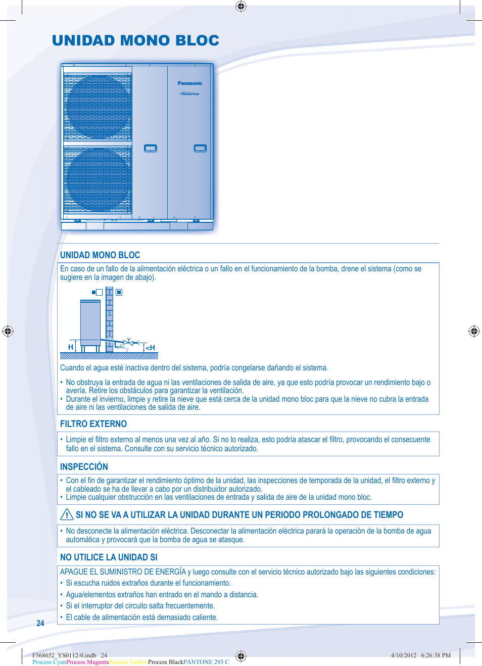 Unidad mono bloc | Panasonic WHMDF09C3E8 User Manual | Page 24 / 76