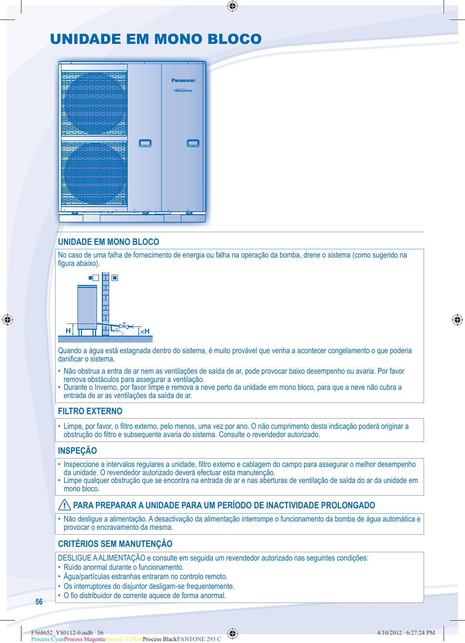 Unidade em mono bloco | Panasonic WHMDF09C3E8 User Manual | Page 56 / 76