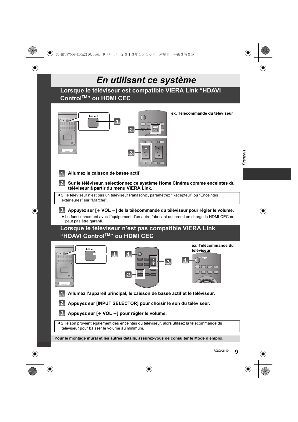 En utilisant ce système, Ou hdmi cec | Panasonic SCHTB570EG User Manual | Page 9 / 52