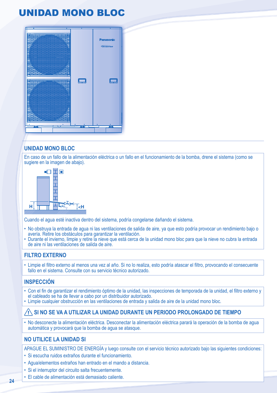 Unidad mono bloc | Panasonic WHMDF16C6E5 User Manual | Page 24 / 76