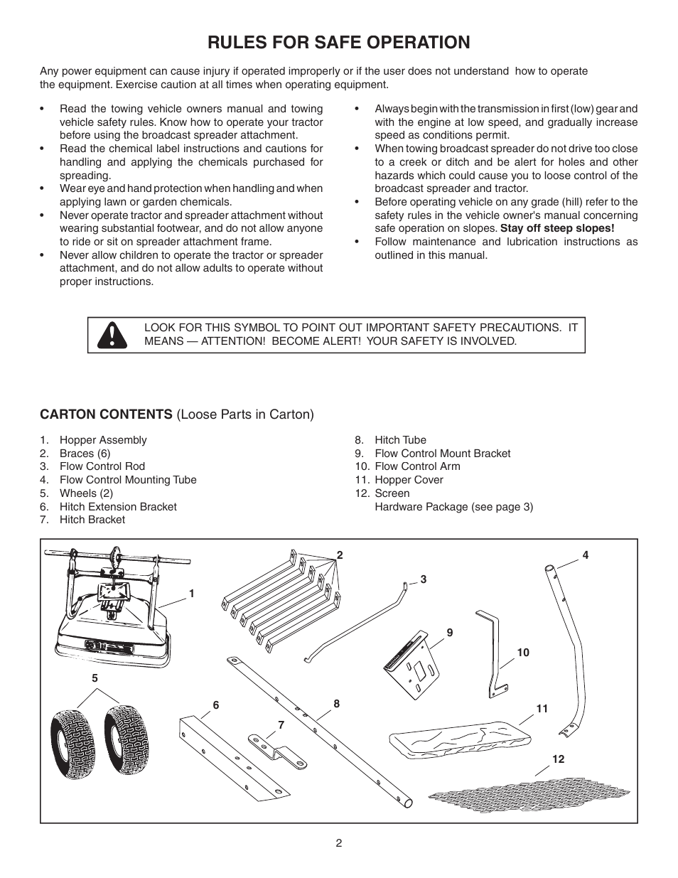 Rules for safe operation | Agri-Fab 45-03641 User Manual | Page 2 / 12
