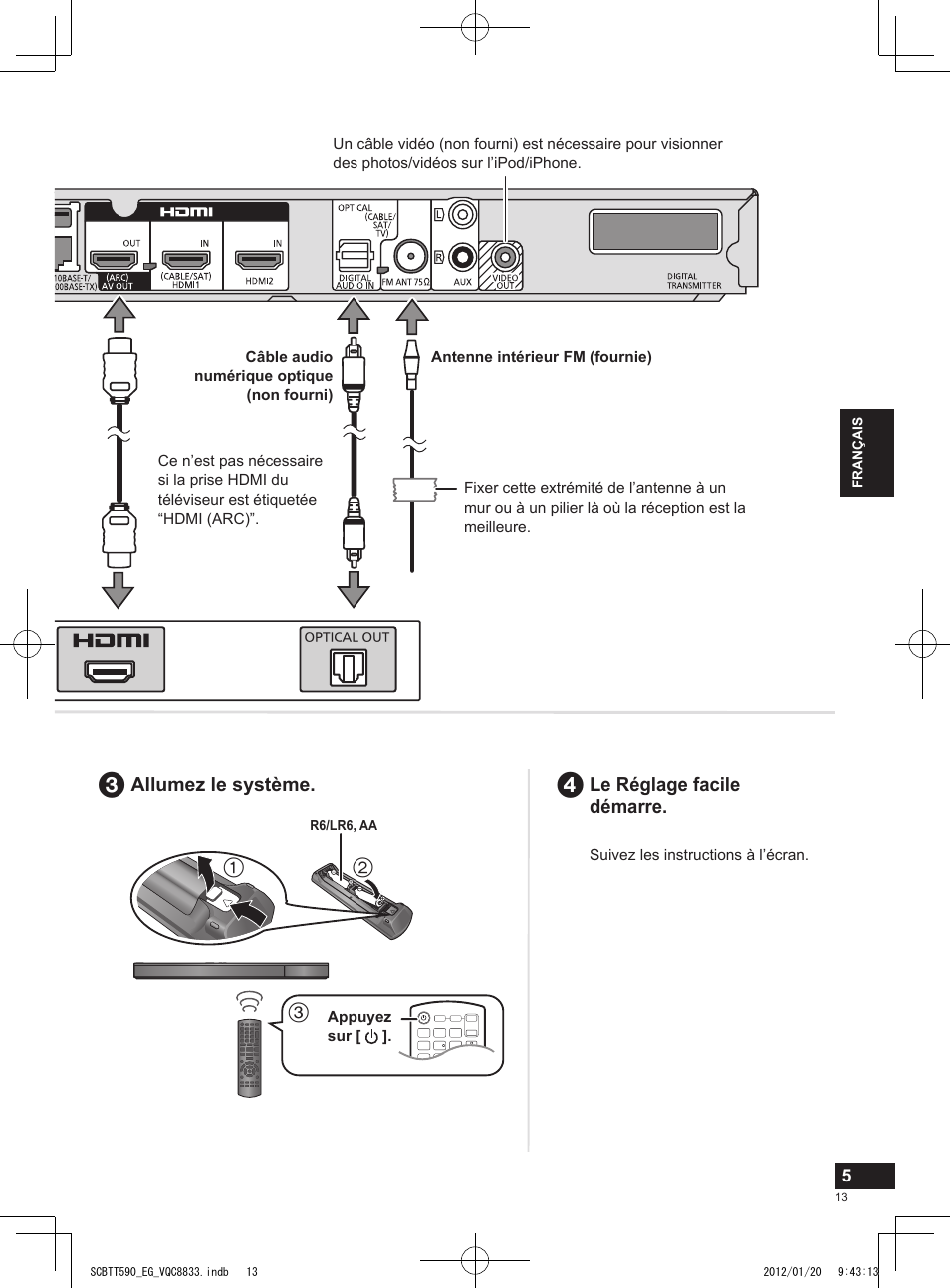 Le réglage facile démarre, Allumez le système | Panasonic SCBTT590EGK User Manual | Page 13 / 36