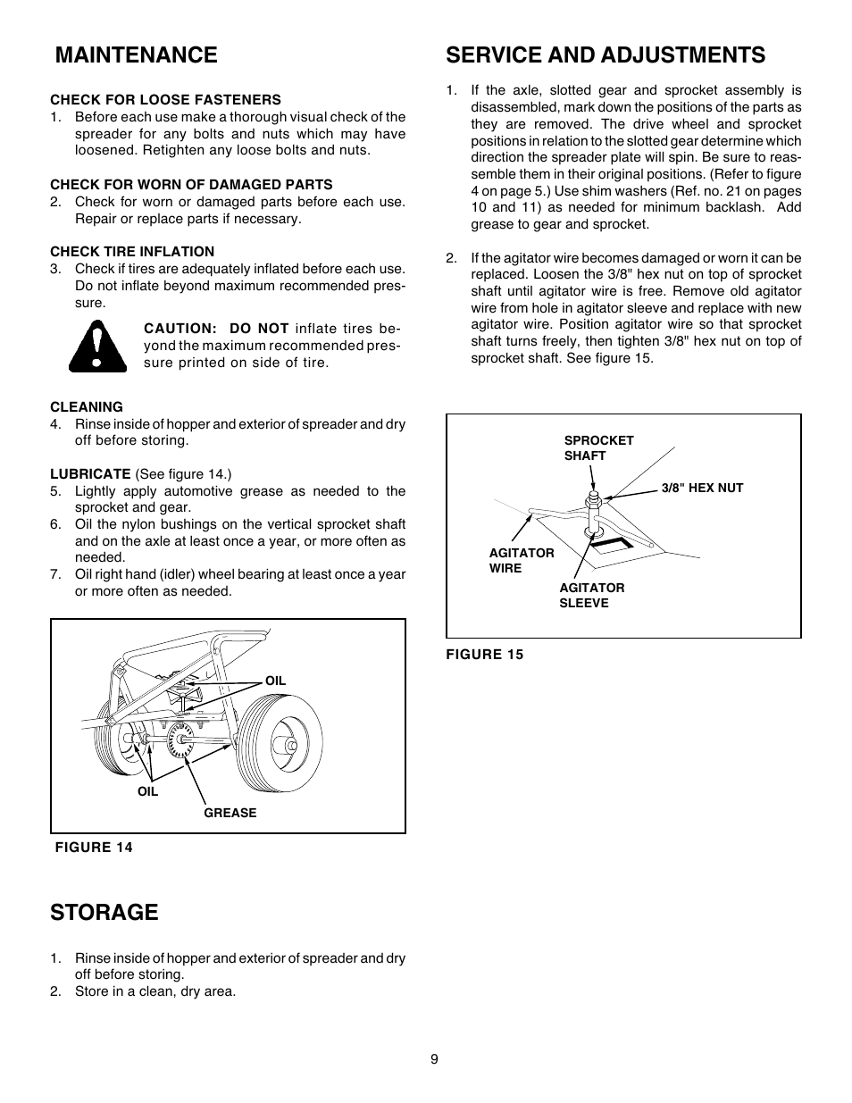 Maintenance, Storage, Service and adjustments | Agri-Fab 45-02113 User Manual | Page 9 / 12