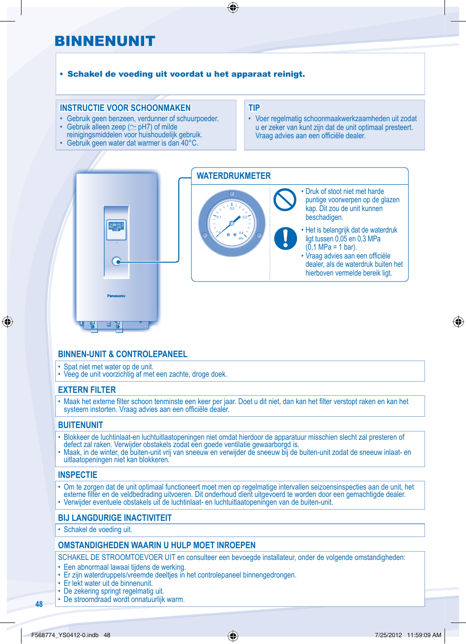 Binnenunit | Panasonic WHSDF03E3E5 User Manual | Page 48 / 76