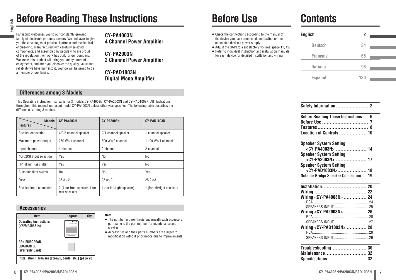 Panasonic CYPA2003N User Manual | Page 4 / 82