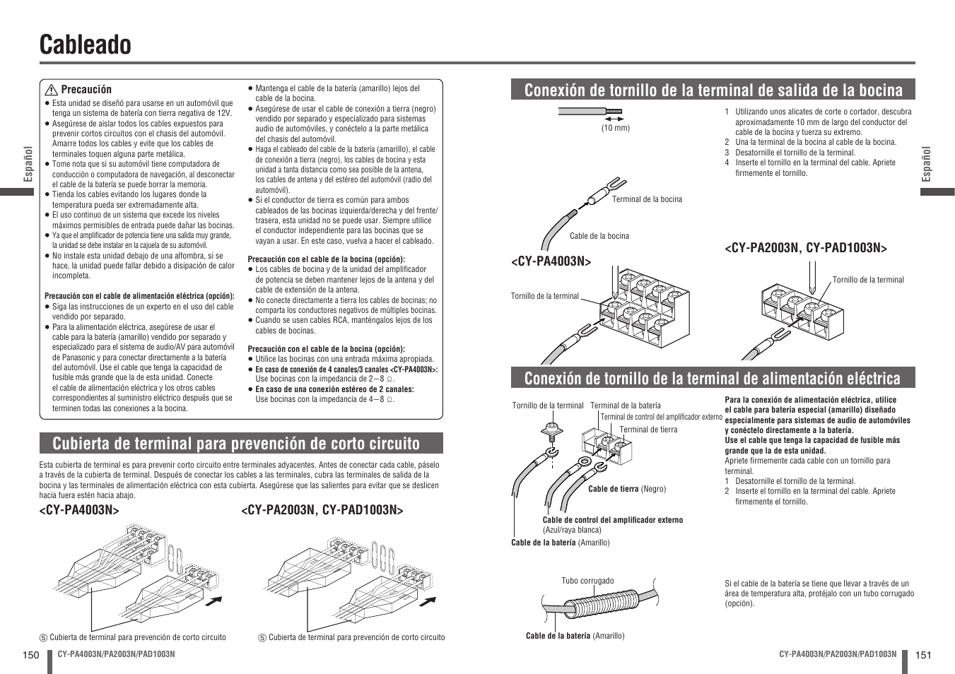 Cableado | Panasonic CYPA2003N User Manual | Page 76 / 82