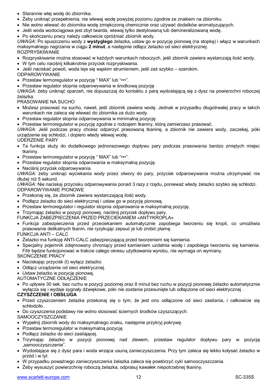 Scarlett SC-335S User Manual | Page 12 / 31