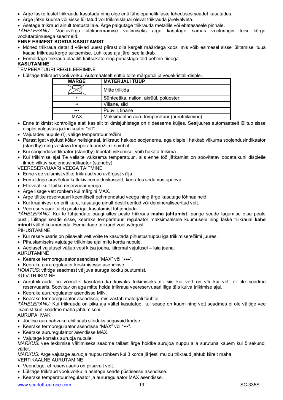 Scarlett SC-335S User Manual | Page 19 / 31