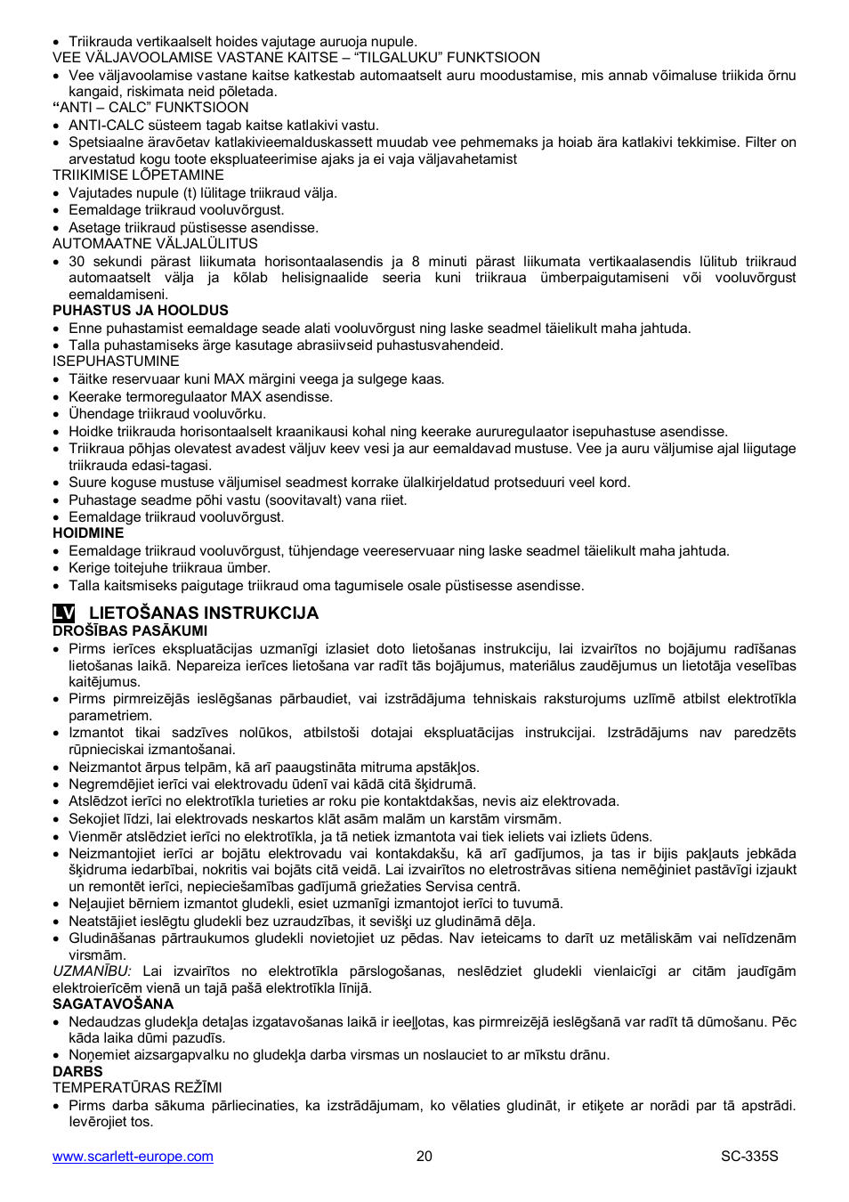 Scarlett SC-335S User Manual | Page 20 / 31