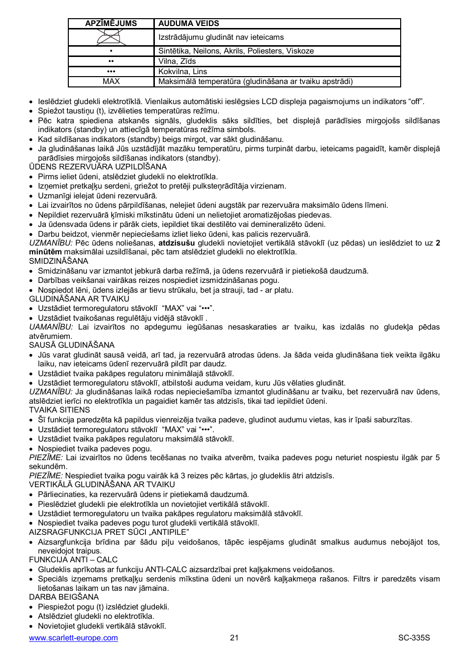 Scarlett SC-335S User Manual | Page 21 / 31