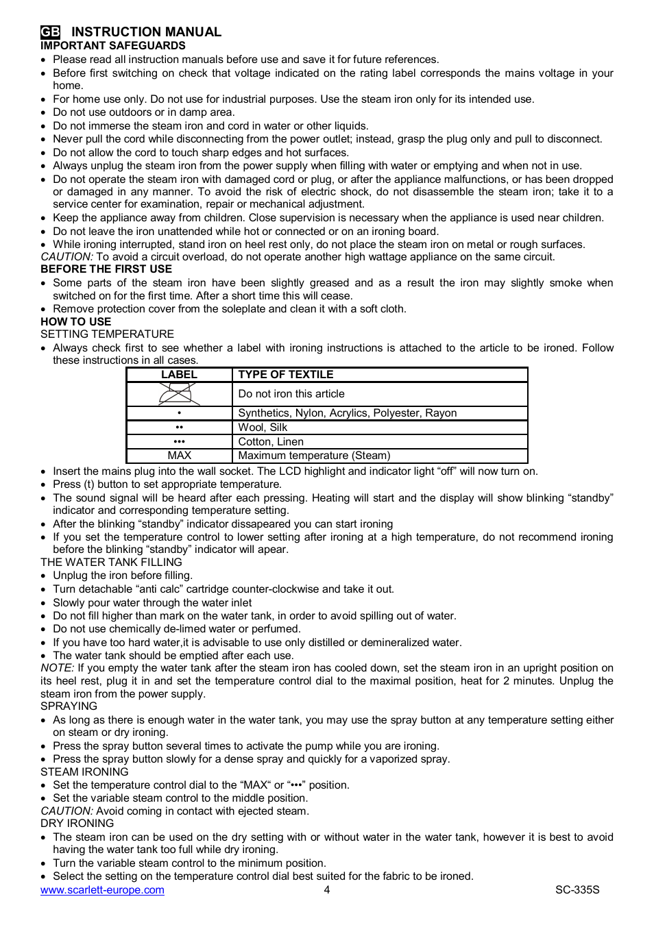 Scarlett SC-335S User Manual | Page 4 / 31