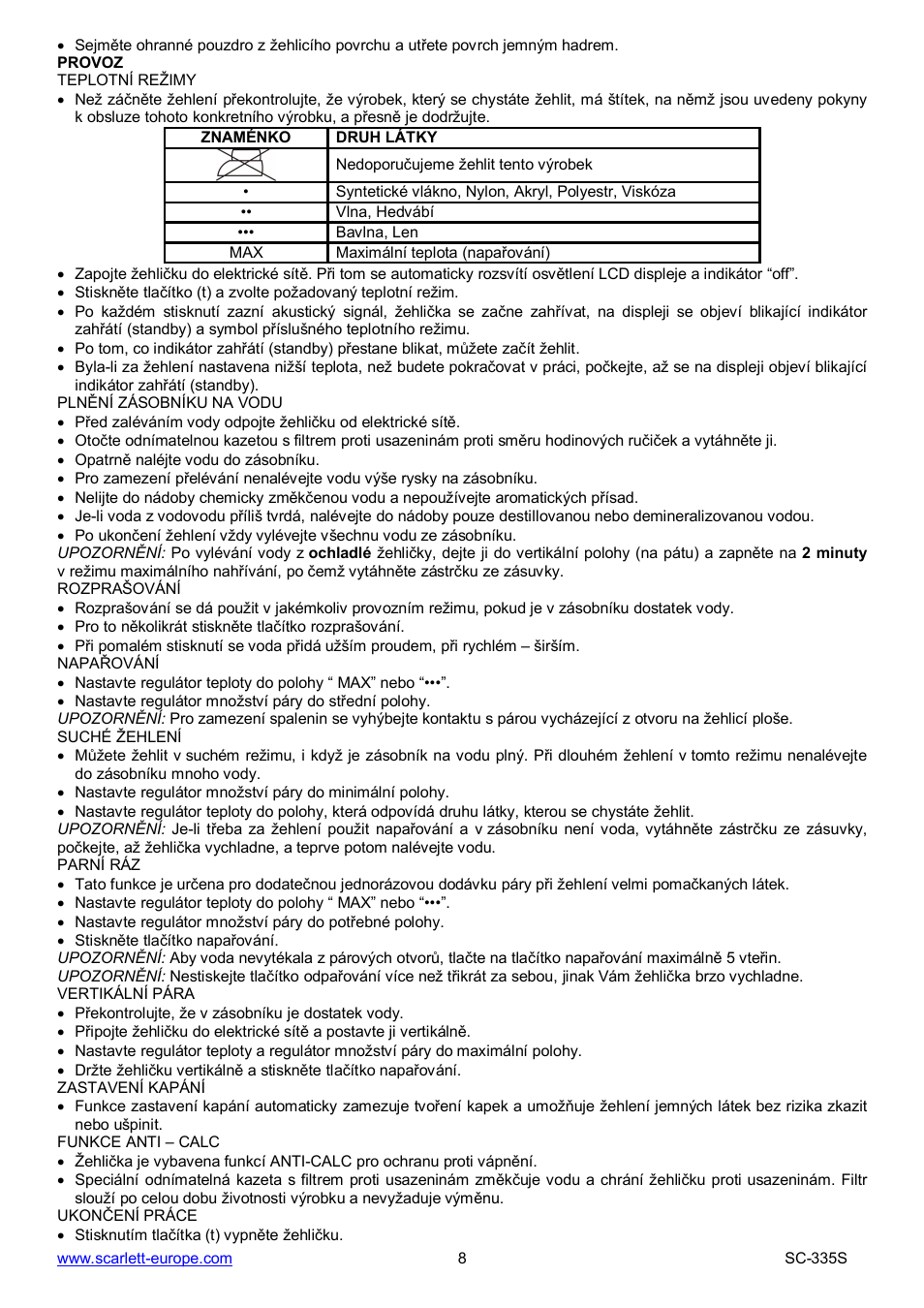 Scarlett SC-335S User Manual | Page 8 / 31