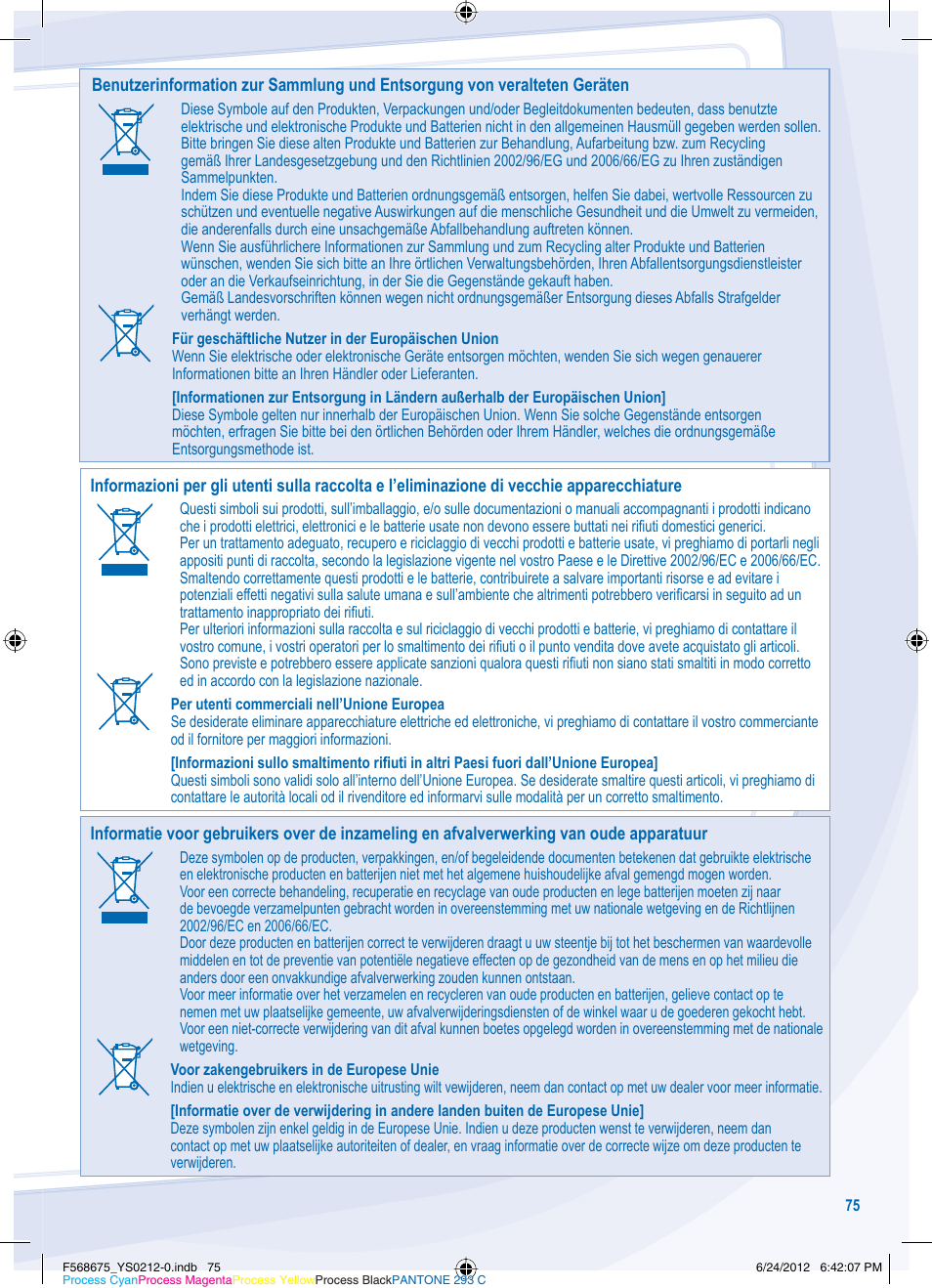 Panasonic WHUH12DE8 User Manual | Page 75 / 76