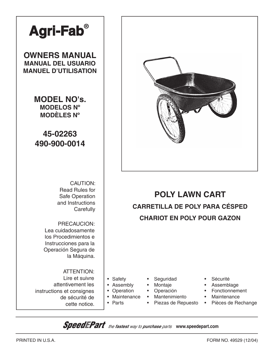 Agri-Fab 490-900-0014 User Manual | 8 pages
