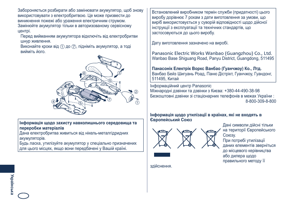 Panasonic ES7101 User Manual | Page 100 / 102