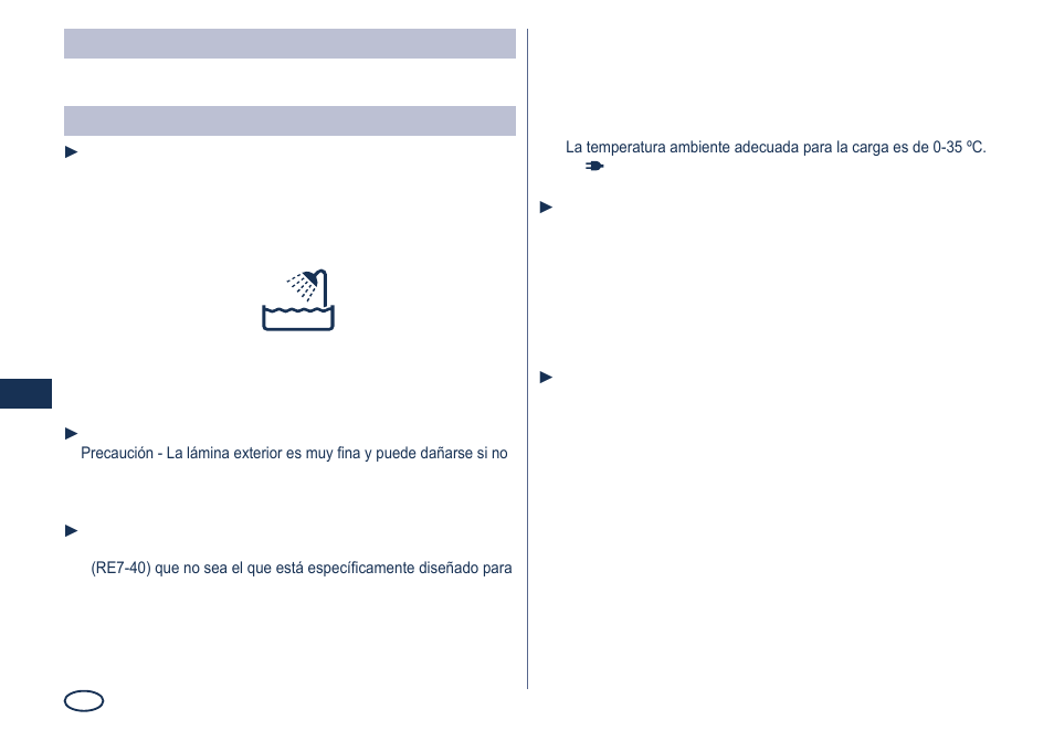 Advertencia, Importante | Panasonic ES7101 User Manual | Page 30 / 102