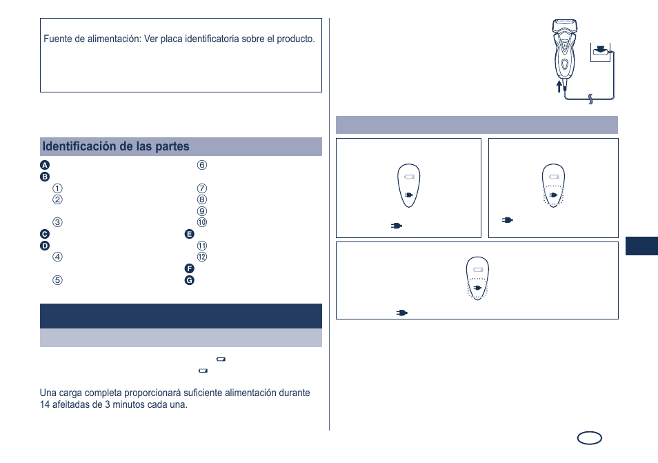 Carga | Panasonic ES7101 User Manual | Page 31 / 102
