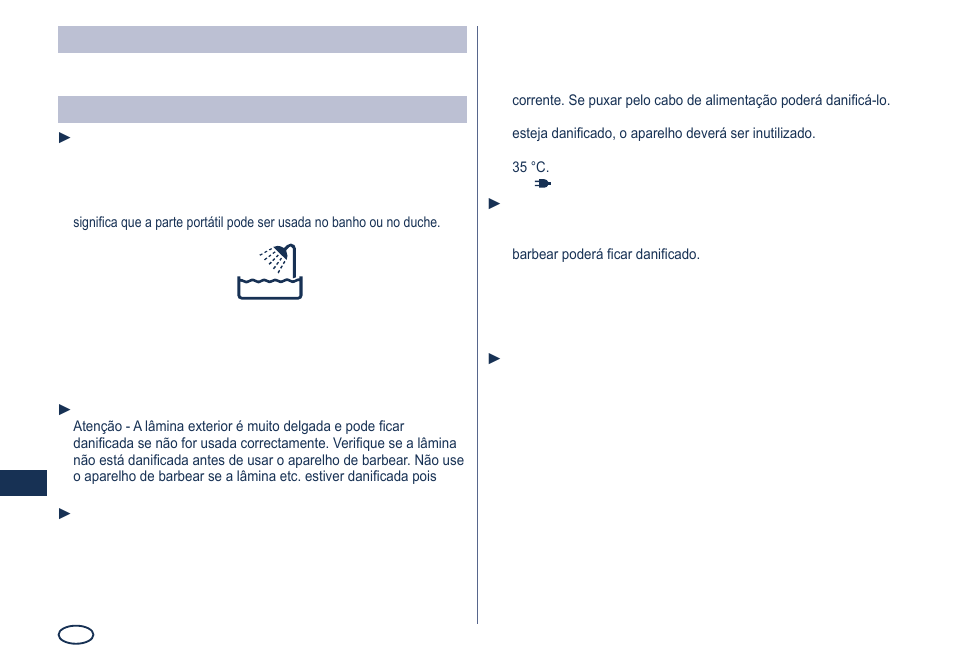 Aviso, Importante | Panasonic ES7101 User Manual | Page 40 / 102