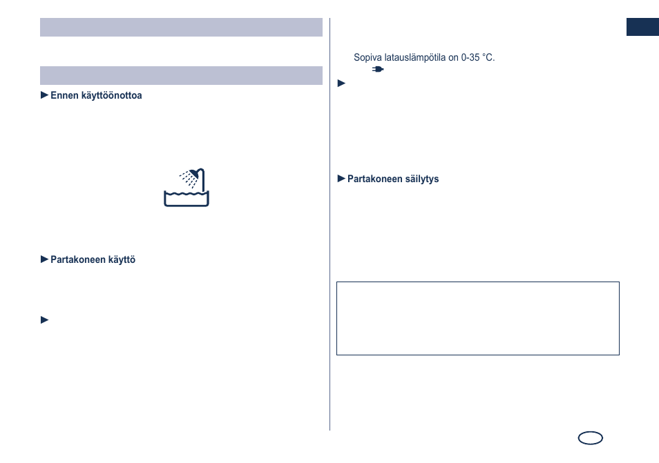 Varoitus, Tärkeää | Panasonic ES7101 User Manual | Page 55 / 102