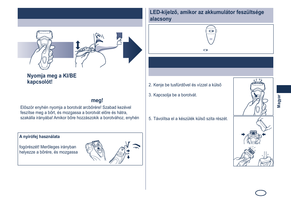 Használat, Tisztítás | Panasonic ES7101 User Manual | Page 77 / 102