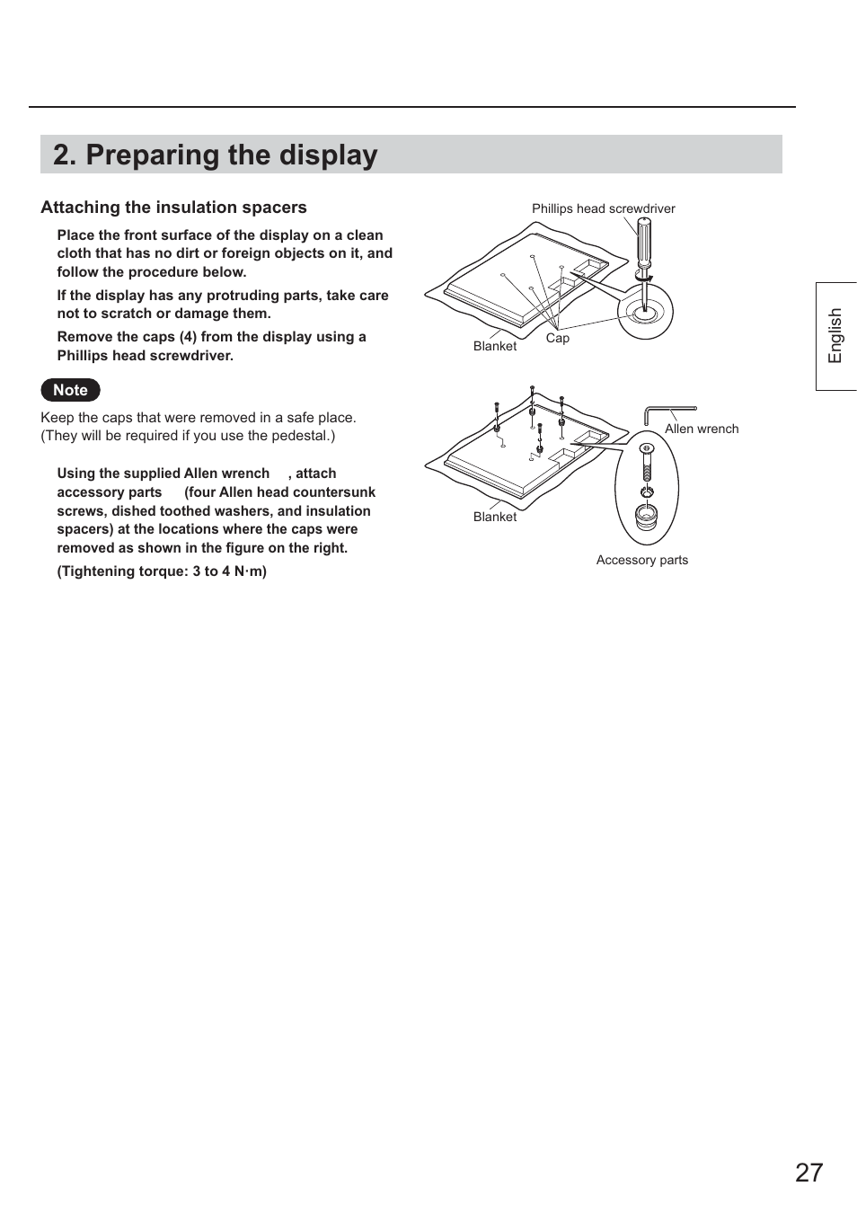 Preparing the display | Panasonic TYST65PF1 User Manual | Page 27 / 96