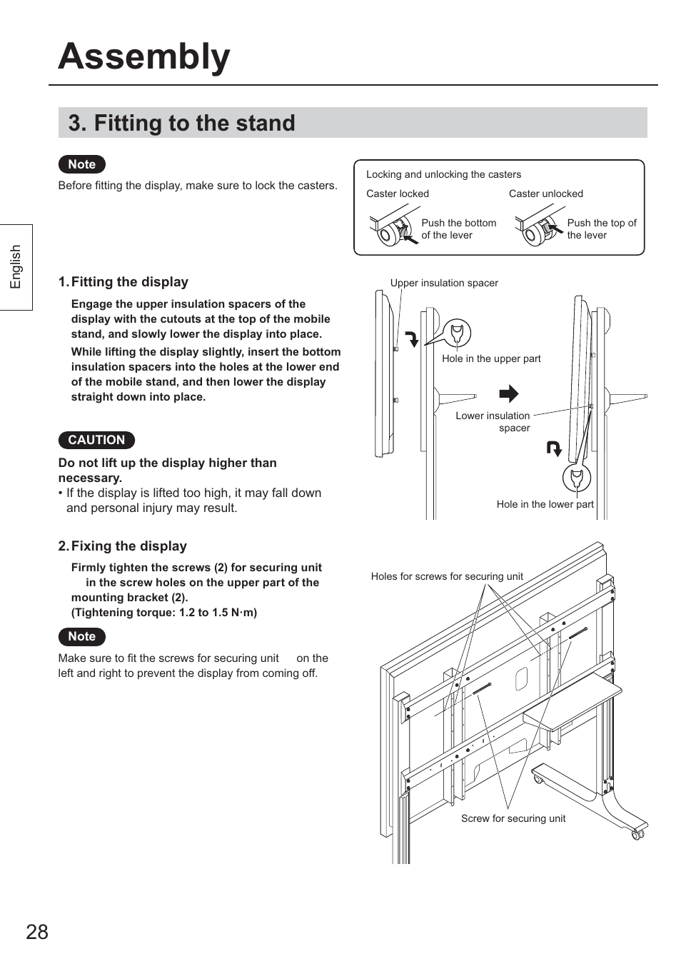 Fitting to the stand, Assembly | Panasonic TYST65PF1 User Manual | Page 28 / 96