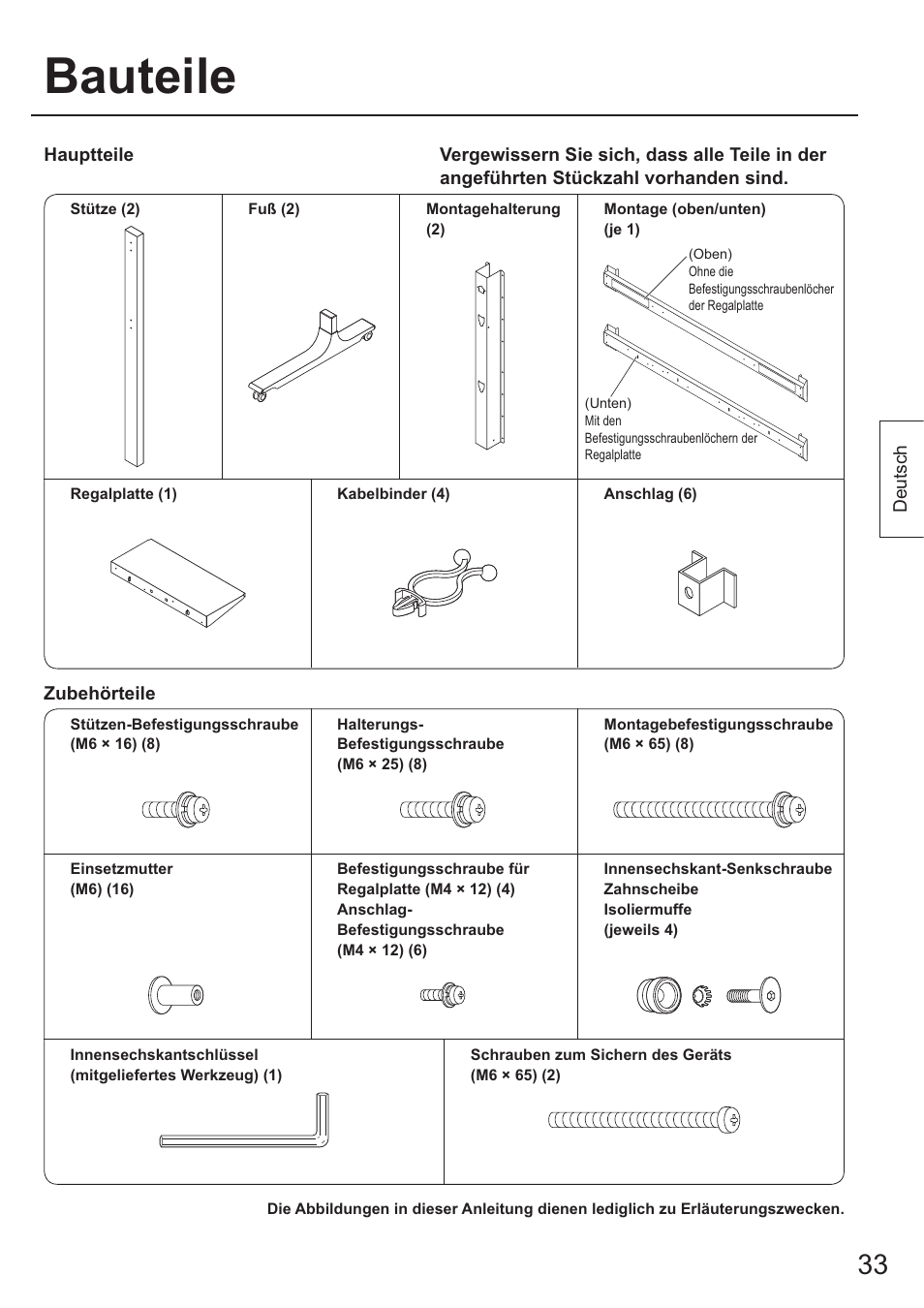 Bauteile, Ckkiiifö | Panasonic TYST65PF1 User Manual | Page 33 / 96
