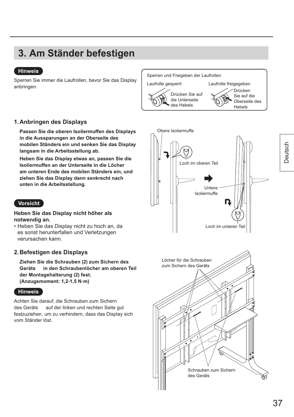 Am ständer befestigen | Panasonic TYST65PF1 User Manual | Page 37 / 96