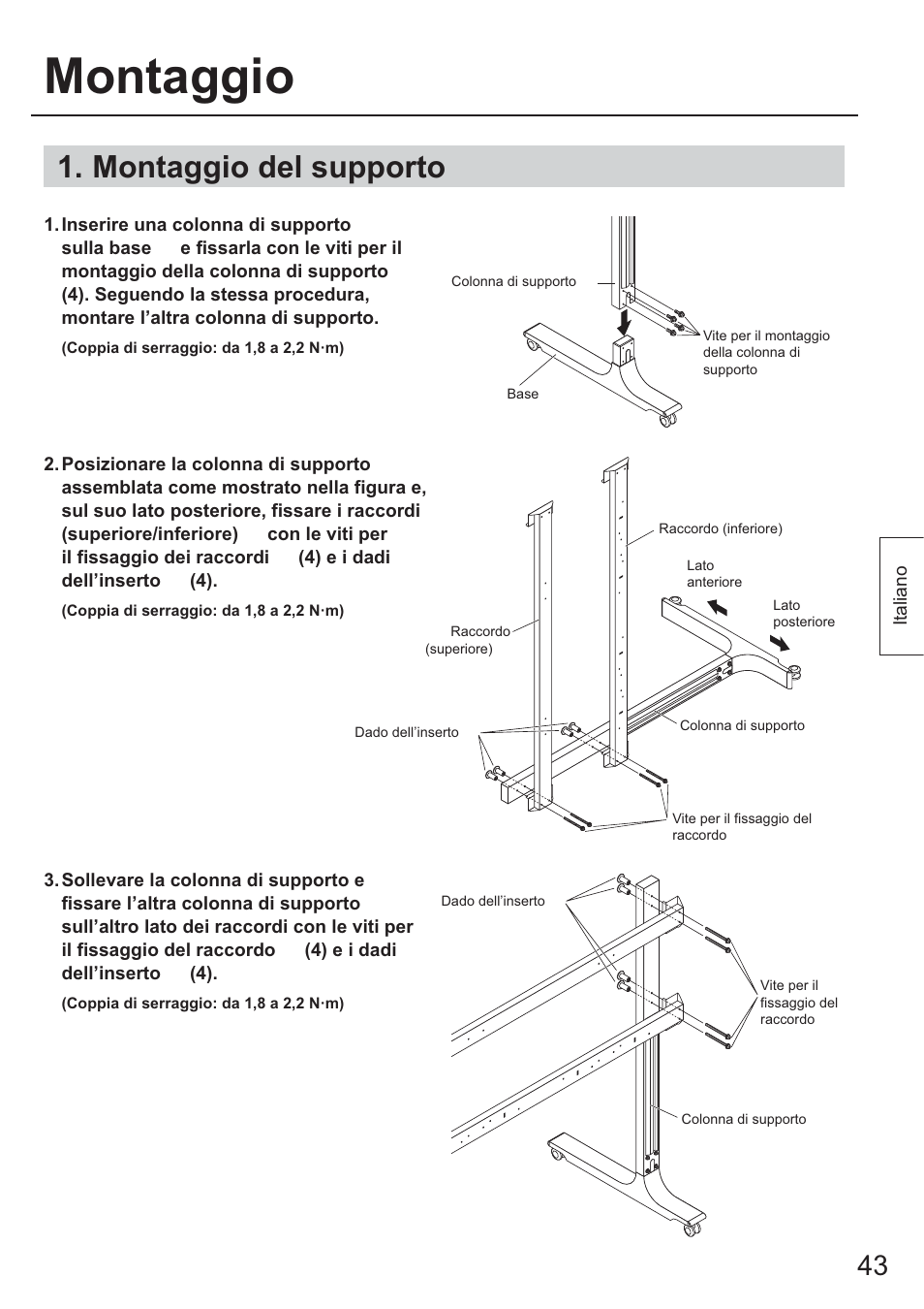 Montaggio del supporto, Montaggio | Panasonic TYST65PF1 User Manual | Page 43 / 96