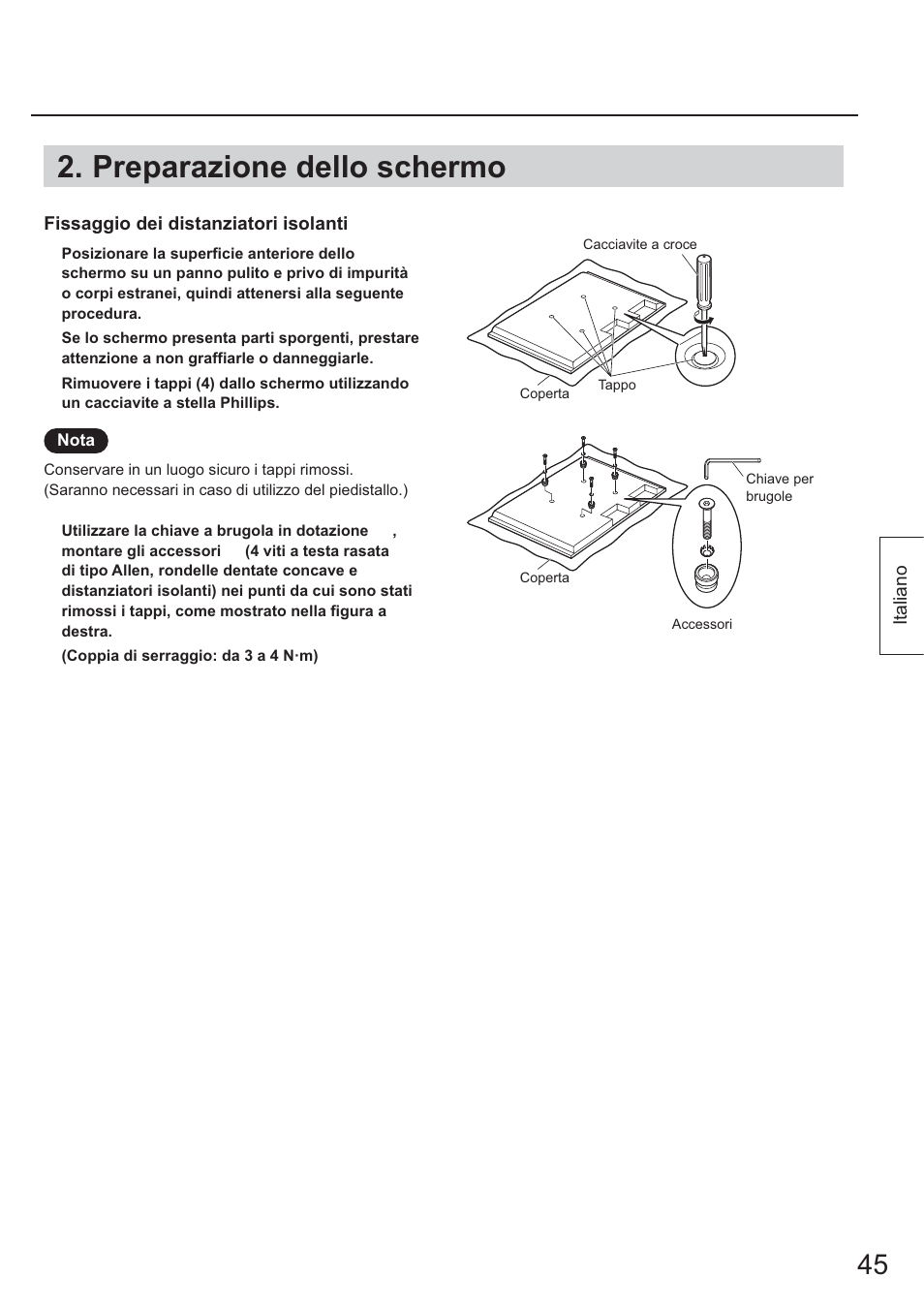 Preparazione dello schermo | Panasonic TYST65PF1 User Manual | Page 45 / 96