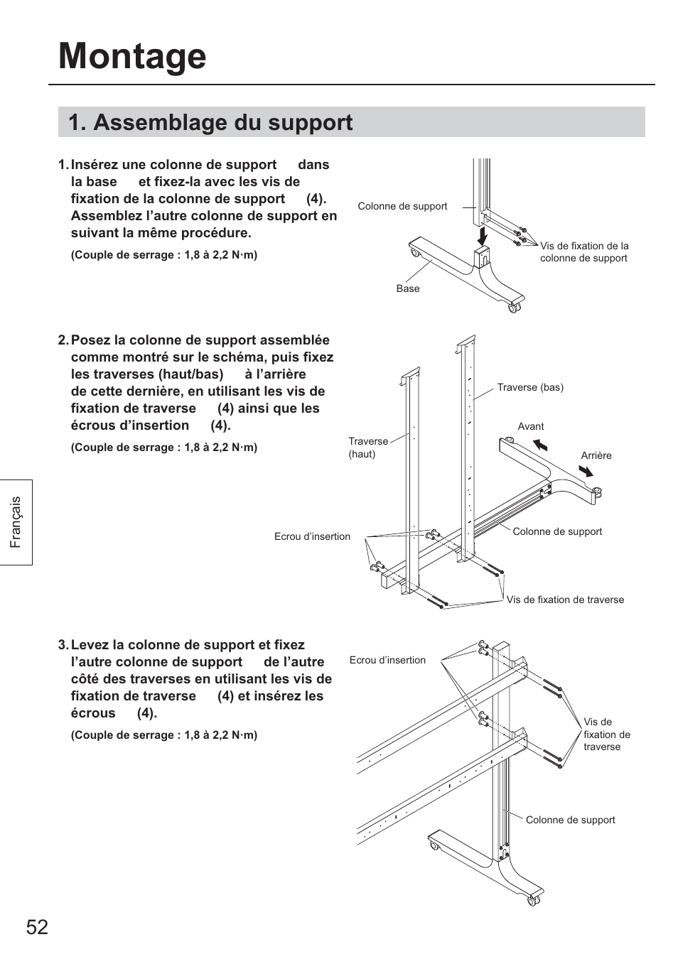 Assemblage du support, Montage | Panasonic TYST65PF1 User Manual | Page 52 / 96