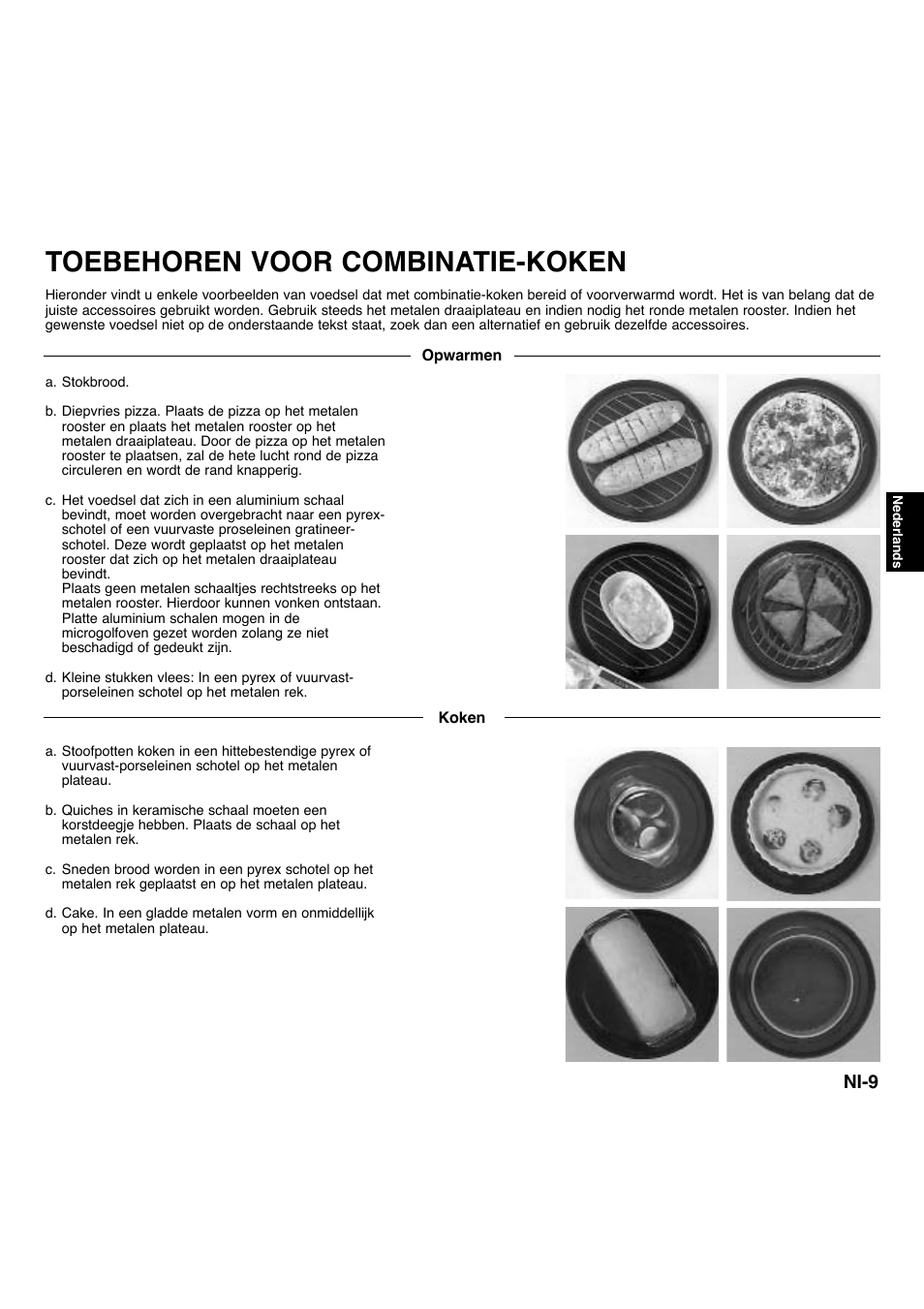 Toebehoren voor combinatie-koken, Ni-9 | Panasonic NNA734MBEPG User Manual | Page 100 / 276