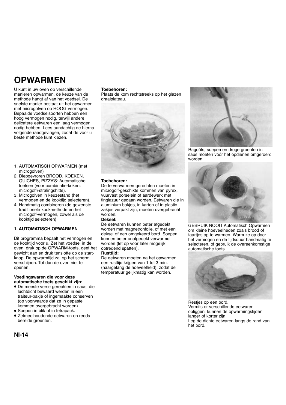 Opwarmen, Ni-14 | Panasonic NNA734MBEPG User Manual | Page 105 / 276