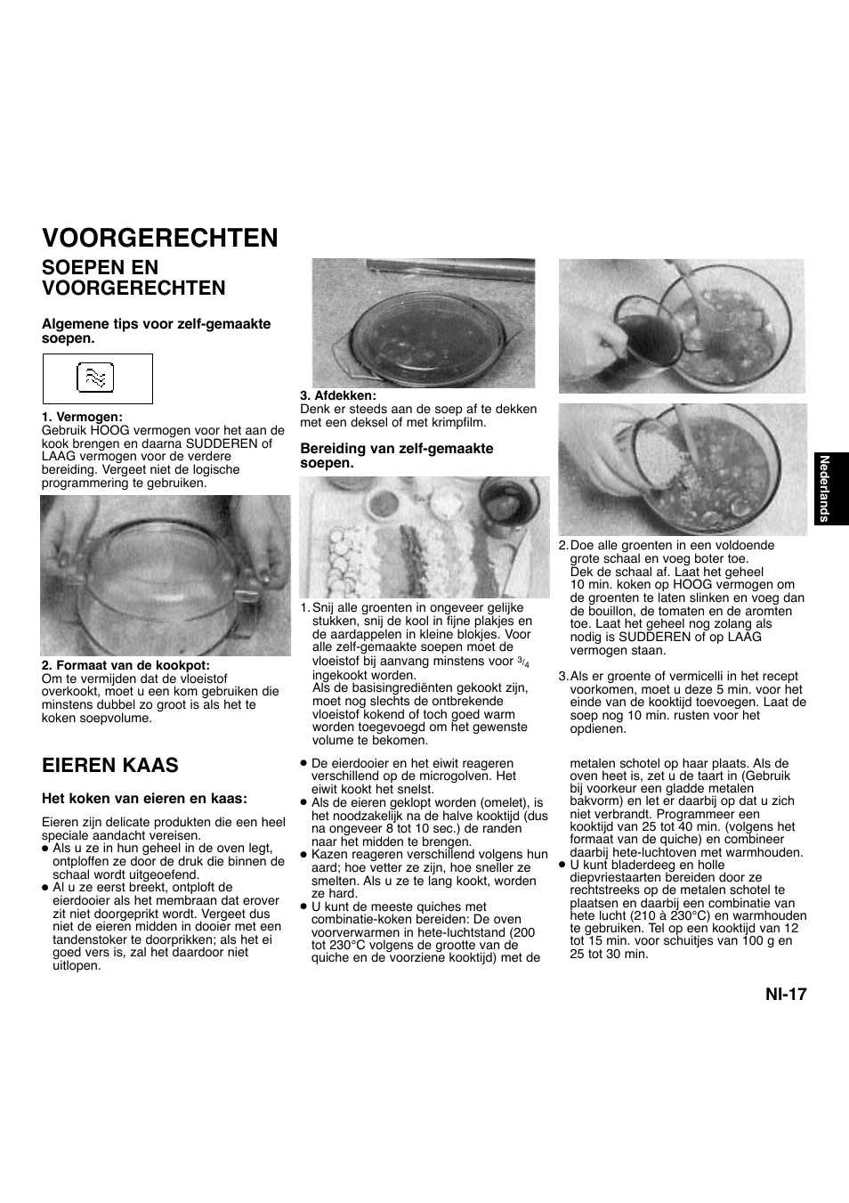 Voorgerechten, Soepen en voorgerechten, Eieren kaas | Ni-17 | Panasonic NNA734MBEPG User Manual | Page 108 / 276