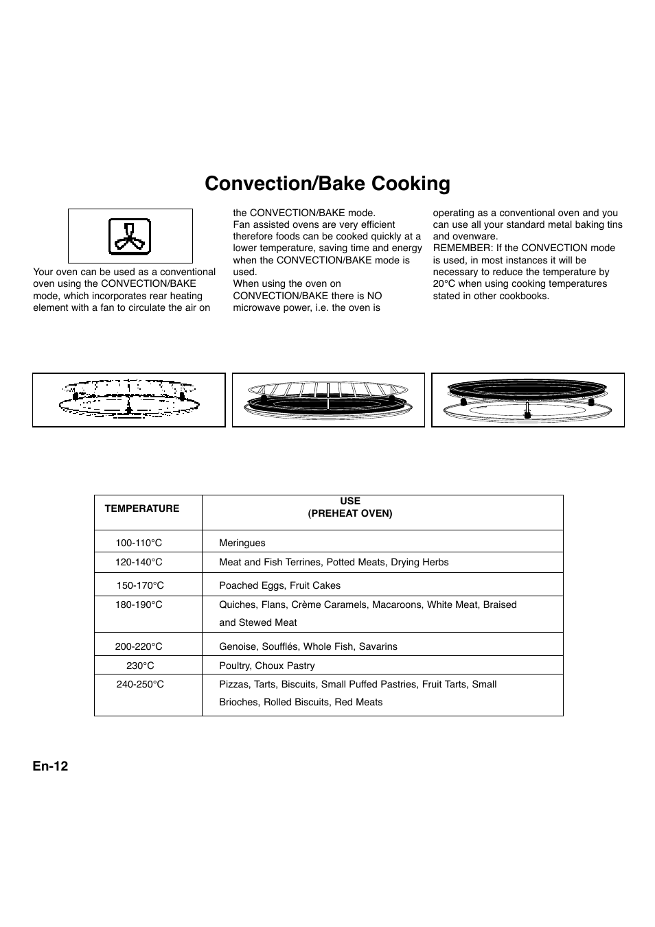 Convection/bake cooking, En-12 | Panasonic NNA734MBEPG User Manual | Page 13 / 276