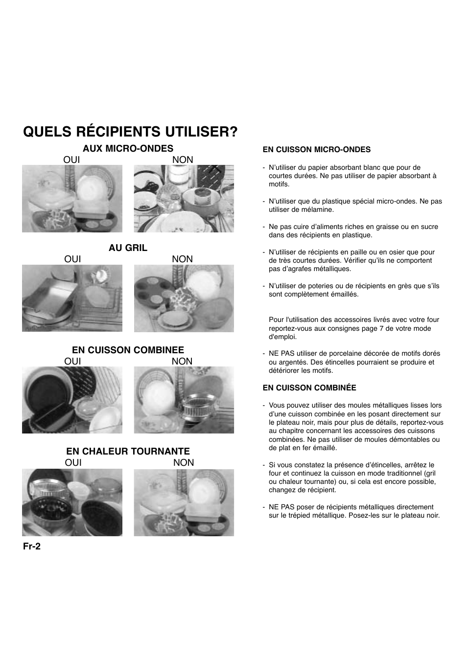 Quels récipients utiliser | Panasonic NNA734MBEPG User Manual | Page 145 / 276