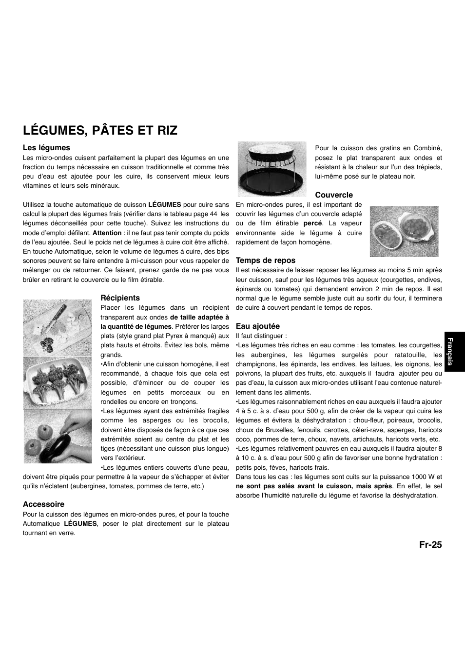 Légumes, pâtes et riz, Fr-25 | Panasonic NNA734MBEPG User Manual | Page 168 / 276